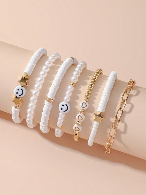 White Femo Beads Bracelet